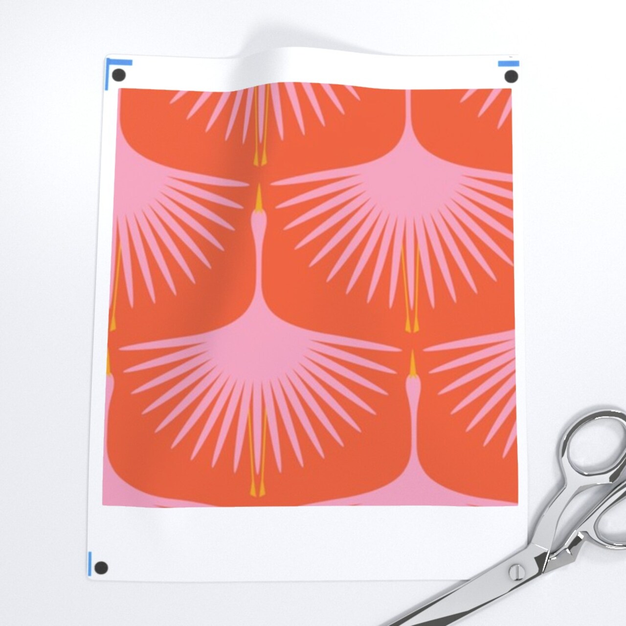 Mid Century Bright Pink Coral Retro Traditional Abstract Birds Feminine Flying Cranes Custom Printed Fabric by Spoonflower Various Fabrics by the Yard or Fat Quarter